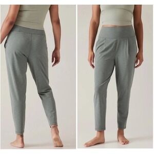 Athleta Elation Pant Womens S Grey Green Tapered Leg Jogger High Rise Yoga